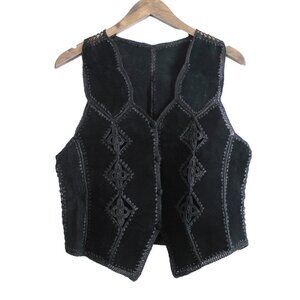 Leather Suede Crochet Stitch Seam Vest